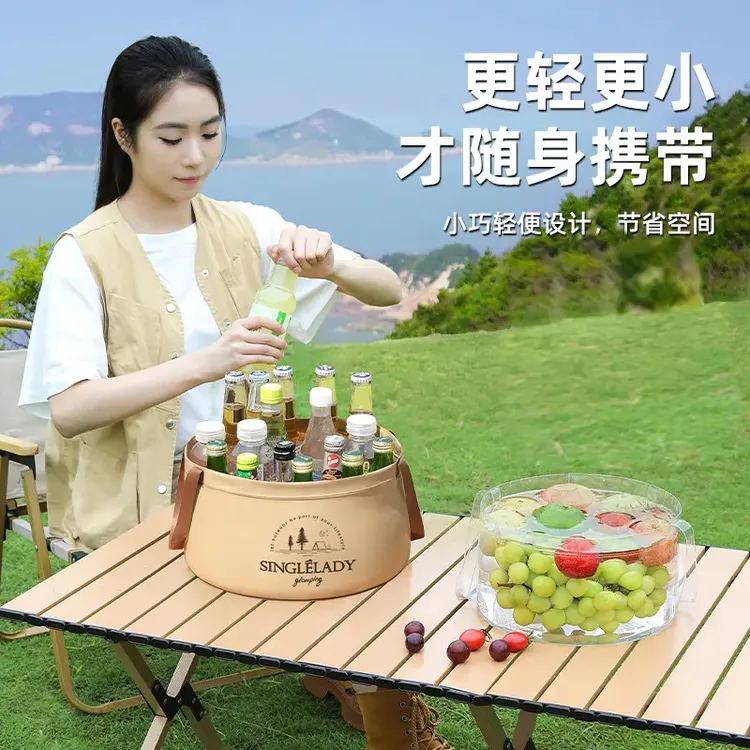 升级款可折叠水盆便携式旅行水桶旅游洗衣袋泡脚桶户外外出洗菜盆商品图
