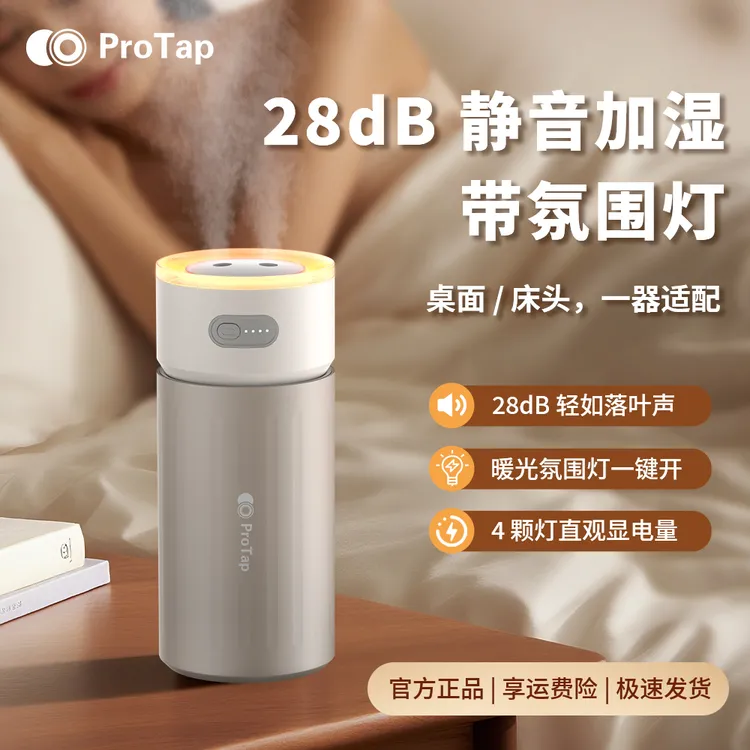 ProTap新款加湿器静音喷雾家用卧室空调房氛围灯小型双喷加湿器