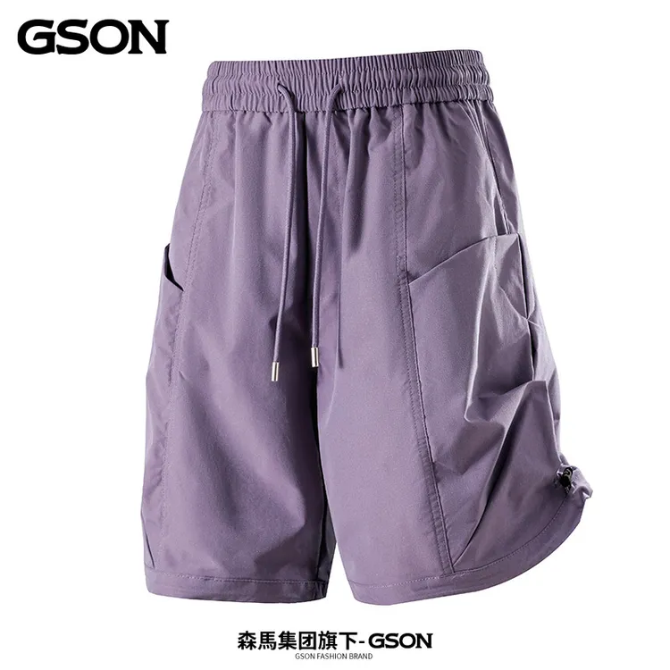 GSON男士冰丝短裤美式潮流百搭四分工装裤情侣款日常外穿通勤裤子