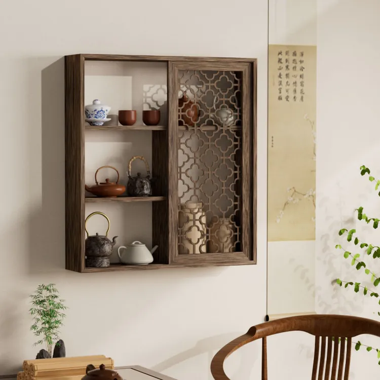 博古架置物架厂家处理新中式美观上墙茶壶展示架简约现代收纳隔断