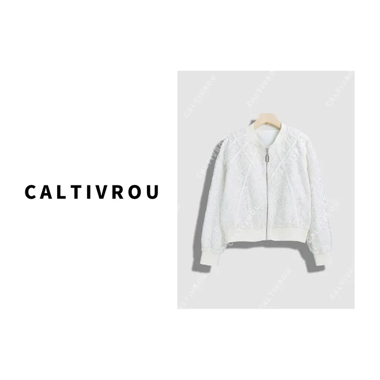 Caltivrou春季新款洋气蕾丝亮片亮丝短外套-Y15424