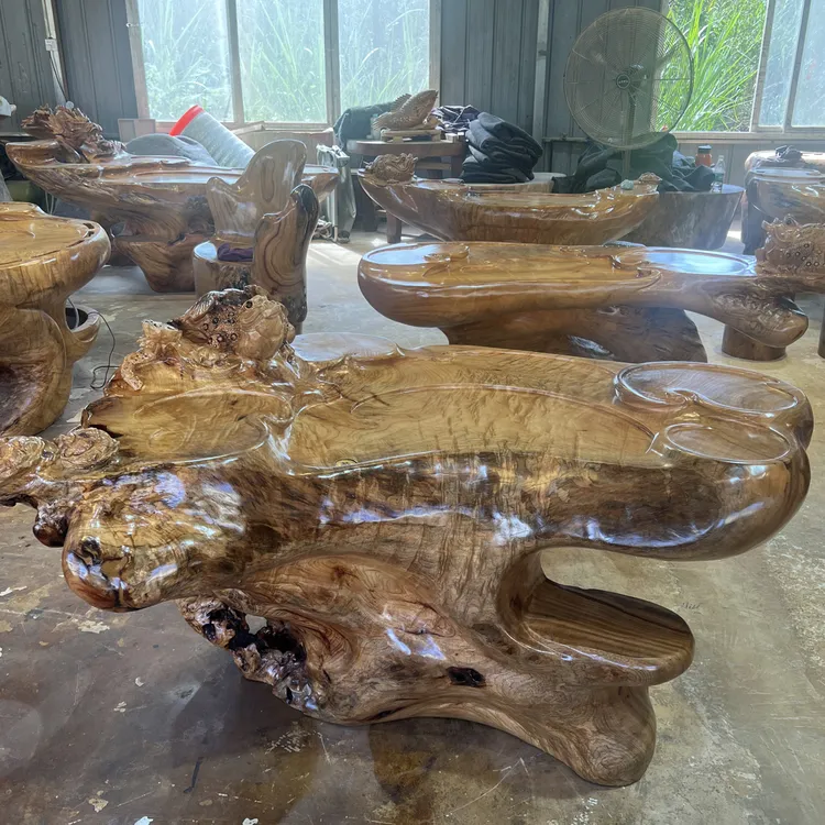 香樟木精品木纹茶桌收藏款茶台满水波纹荷塘月色款长 160 单桌价