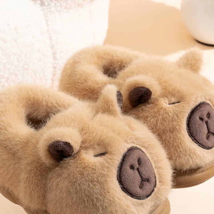 红路皇儿童棉拖鞋包跟卡皮巴拉男童女童毛毛棉鞋秋冬季宝宝2025新