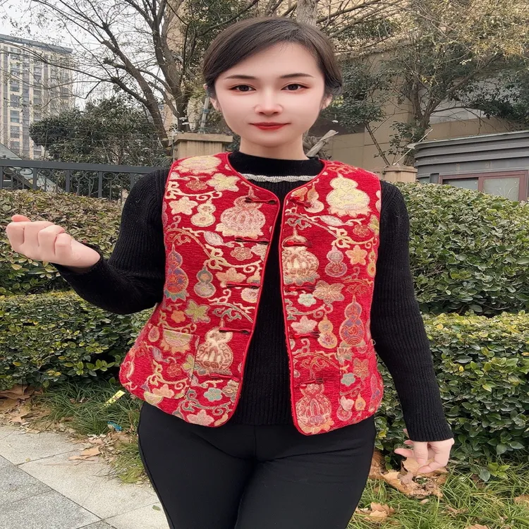 新年中国风提花高品质夹棉马甲