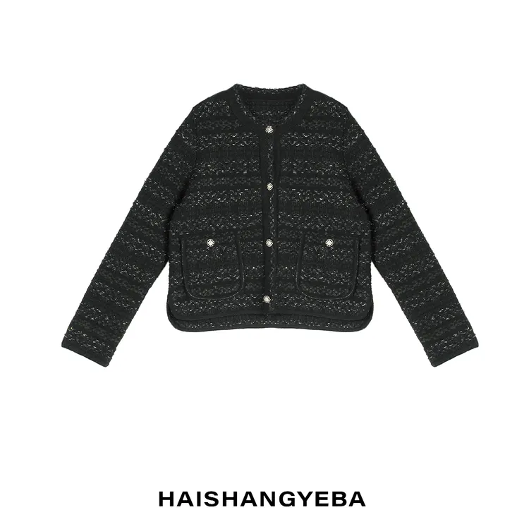 【海上叶爸】新款2025秋冬百搭山羊绒小香风宽松长袖短外套