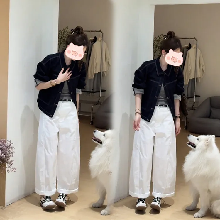 秋季新款韩系设计感小众短袖牛仔外套女显瘦百搭休闲短款上衣套装