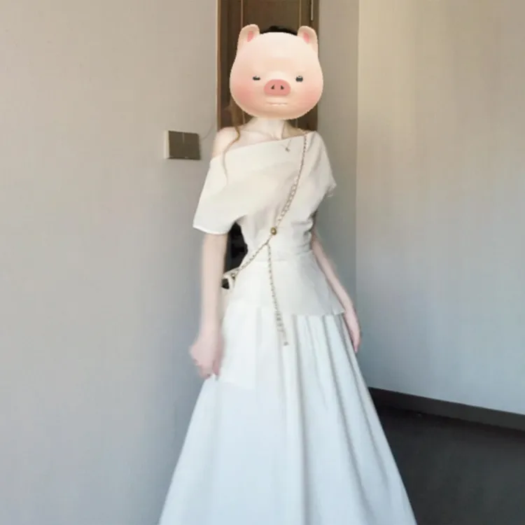 法式一字肩连衣裙子女夏季2025新款今年流行爆款漂亮绝美套装长裙