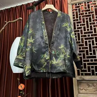 新款新中式国风翠金竹茶服外套