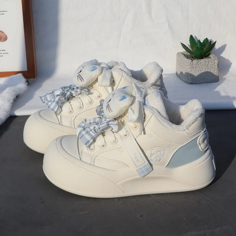 2025新款秋冬季厚底高帮小白鞋女加绒百搭休闲运动板鞋保暖二棉鞋