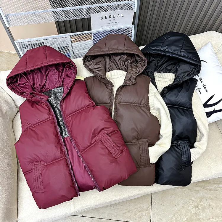 2025新款儿童棉马甲秋冬季男女童宝宝背心加厚外穿中大童连帽坎肩