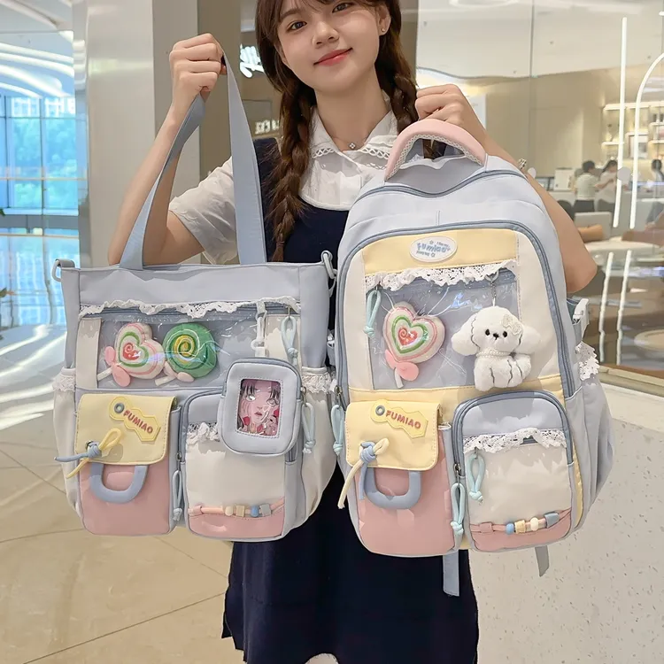 高颜值可爱少女校园背包初中女生高中学生书包女大容量痛包双肩包
