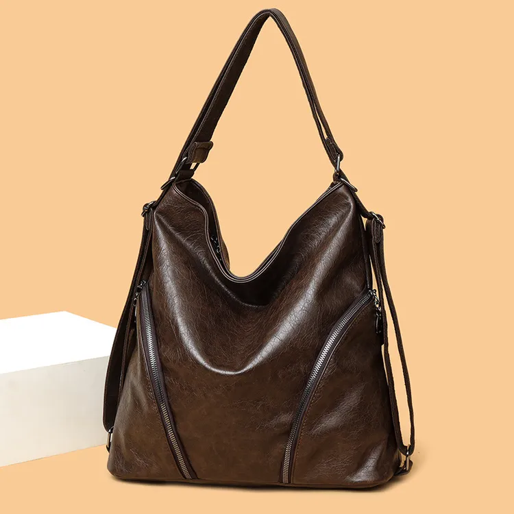 【出行背包】女士新款单肩斜跨包大容量休闲复古多用双肩包女托特包