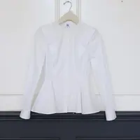 2508191【壁虎姐】GECKO秋冬新款 白色圆领百搭简约修身长袖衬衫