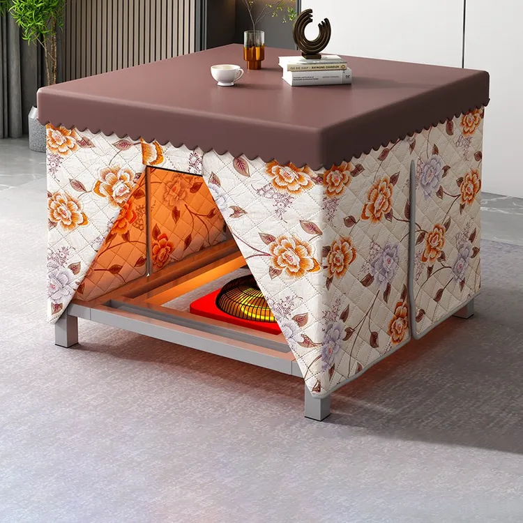 烤火桌子家用冬季取暖桌客厅烤火架子可折叠室内烤衣架多功能餐桌