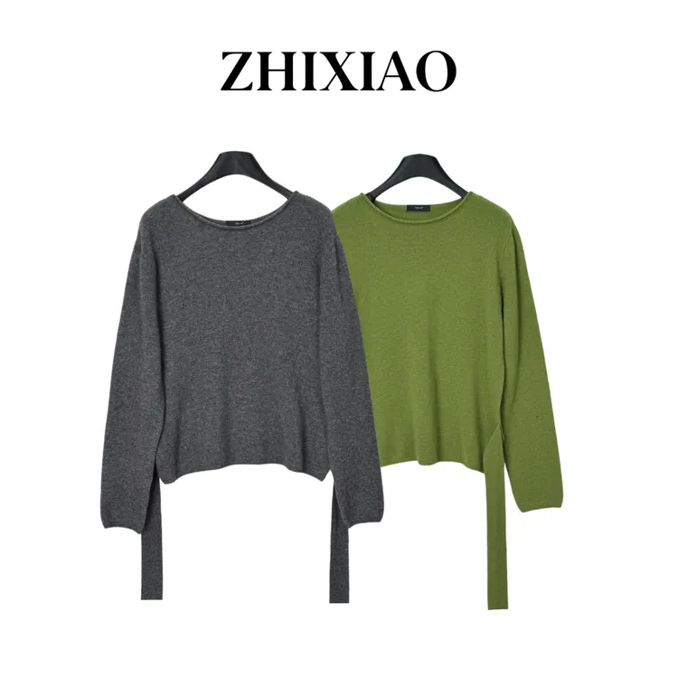 【ZHIXIAO】秋冬新款：圆领绑带毛衣TR1135