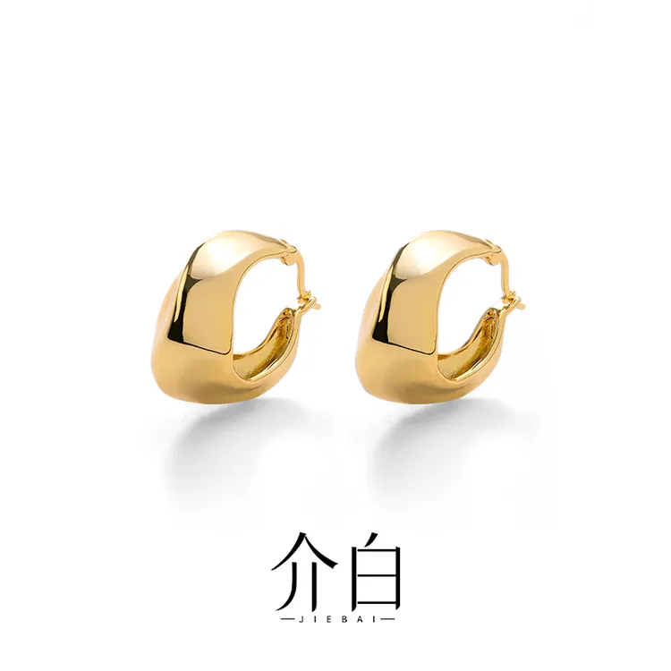 铜合金耳饰 原创设计女甜美日韩几何形耳环欧美小众重工百搭圈圈