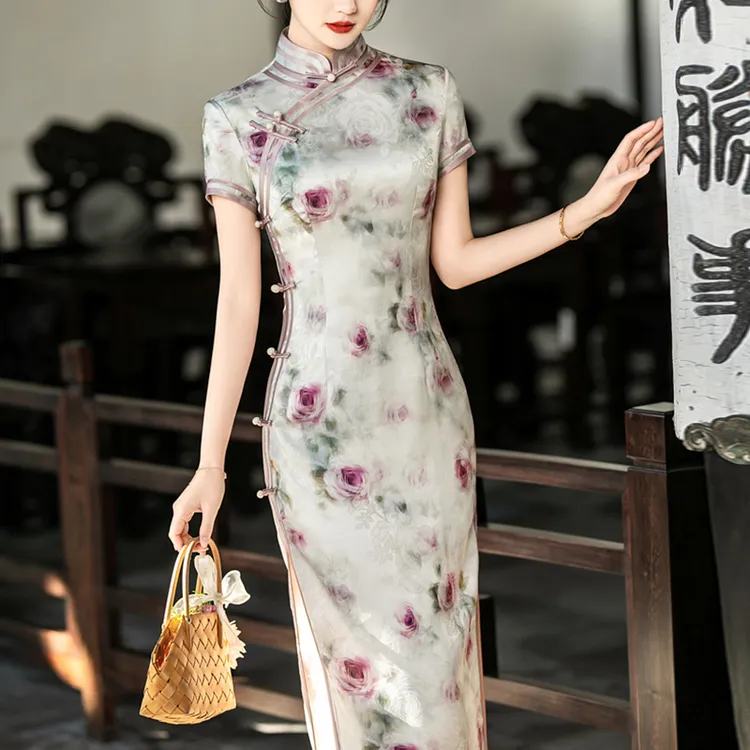 新中式旗袍高端2025新款夏装素雅国风老上海复古改良日常可穿长裙