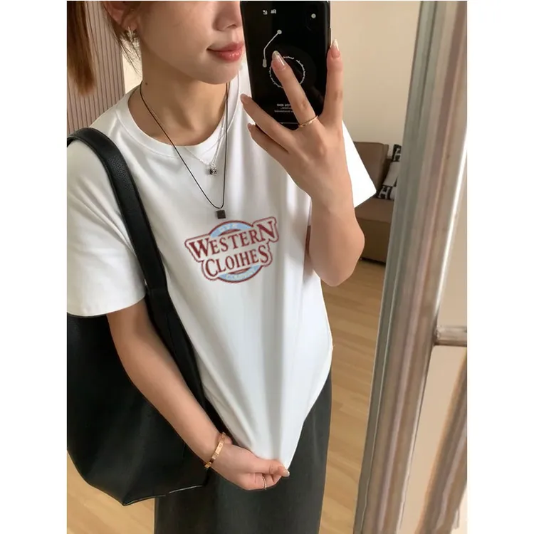 正肩磨毛新款短袖上衣女装2025春秋季新款休闲百搭加厚内搭打底衫