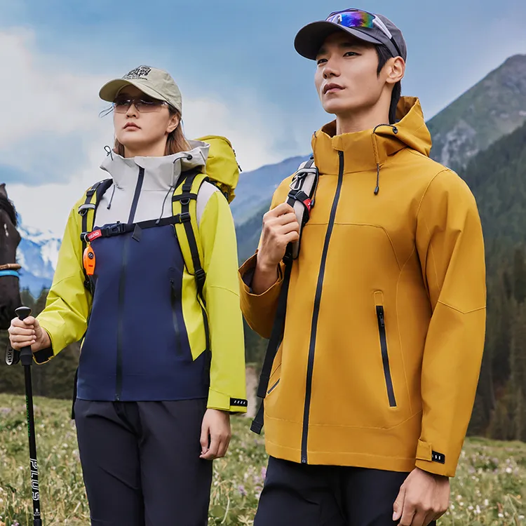 孤行者户外登山旅游城市出勤连帽春秋款透气防水冲锋外套 9566