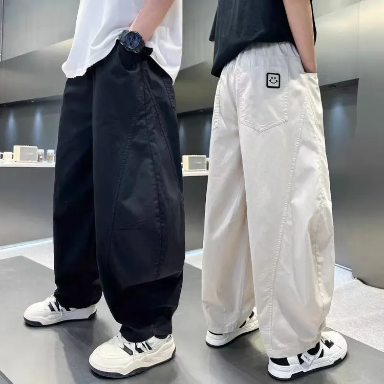 【水洗棉】男童裤子夏季宽松休闲工装裤中大童春秋潮牌弯刀裤商品图