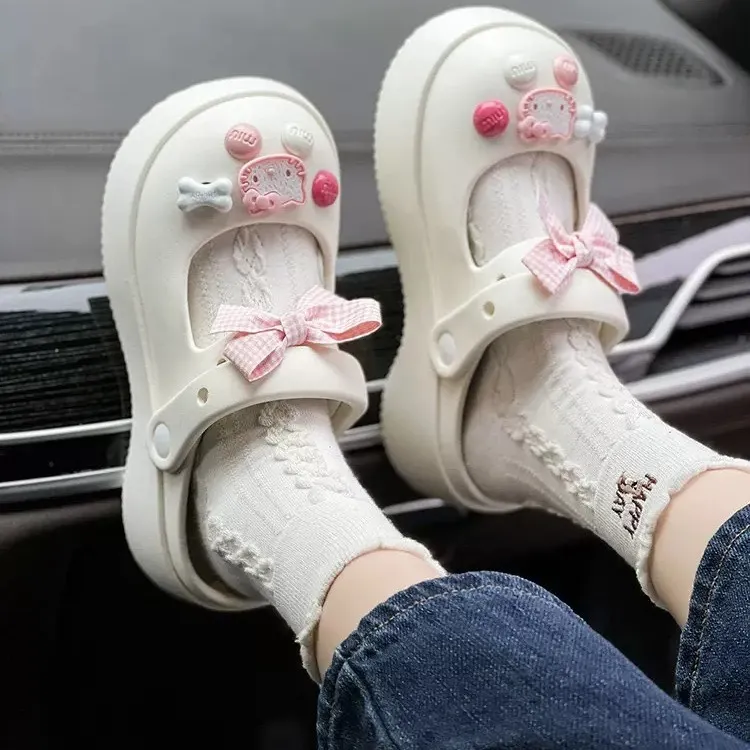 网红踩屎感包头玛丽珍拖鞋夏季女2024新款厚底洞洞鞋防滑室外凉鞋