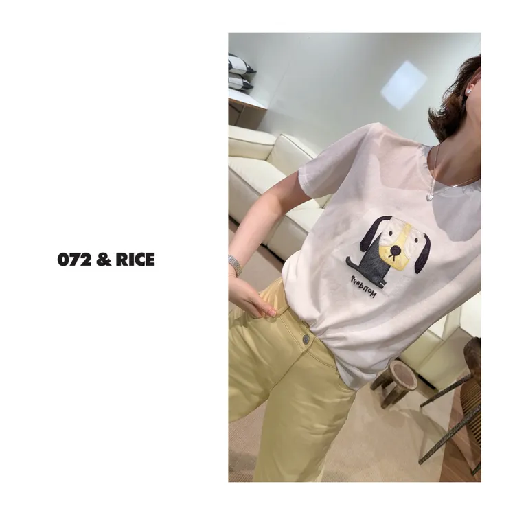 072 & RICE【布丁狗】棉 夏季休闲圆领短袖T恤 Z-PYB01