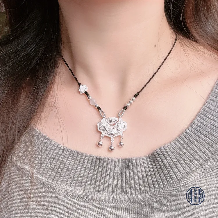 吊坠足银 足银999双鱼锦鲤吊坠5.4克左右编绳项链女款锁骨链轻奢