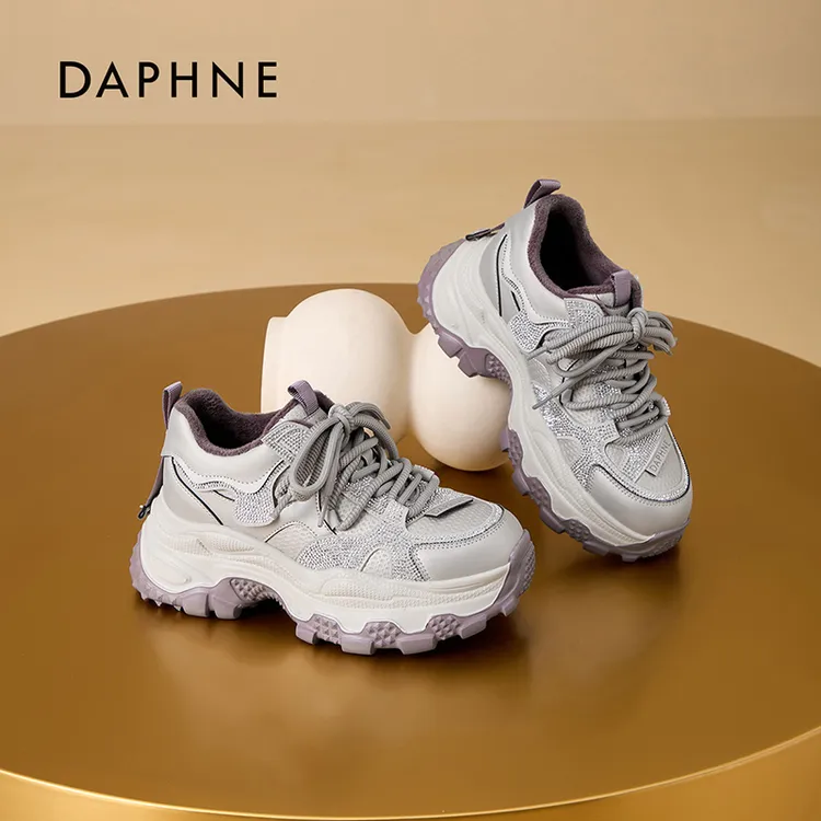 达芙妮2025秋冬新款厚底增高加绒毛茸茸老爹鞋时尚百搭潮流女鞋LL