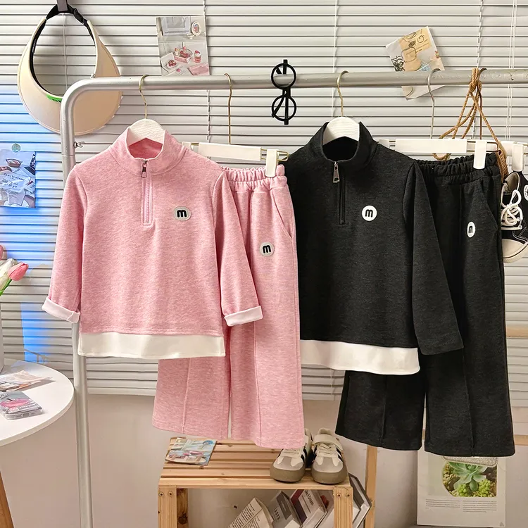 2025女童休闲套装阔腿裤软糯气质秋季运动套装新款修身时尚两件套