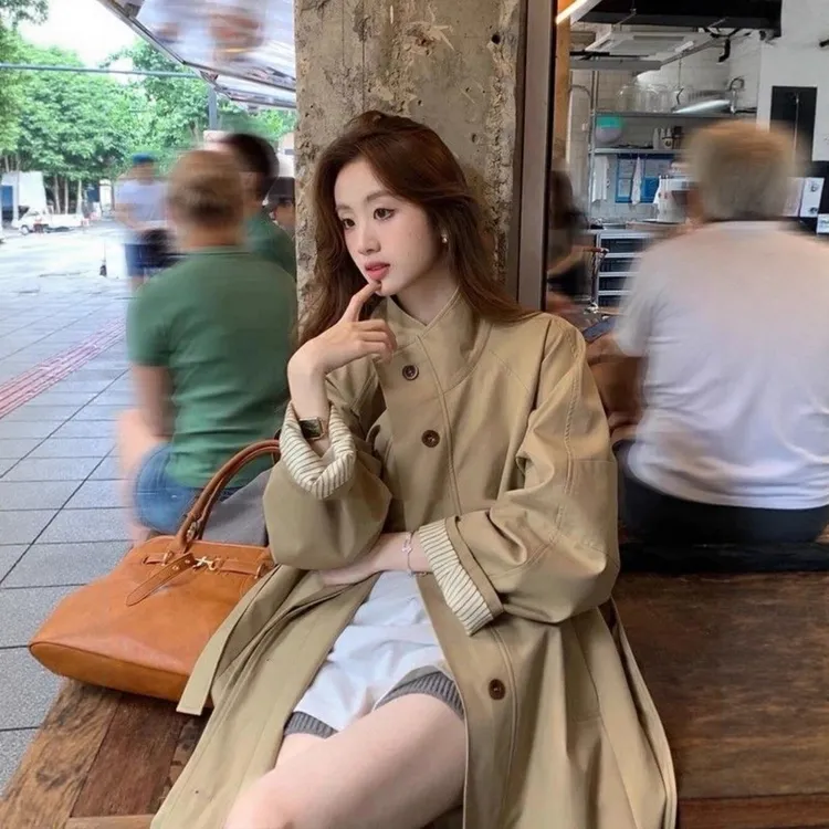 大码女装洋气风衣外套女小个子中长款2025春秋新款韩系高级感大衣