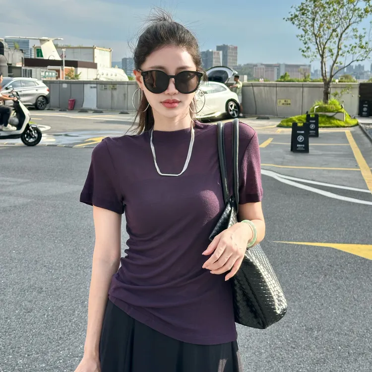 [YAO定制]2025年早秋新品莱塞尔羊毛立领高级感面膜T，极简主义