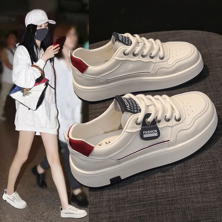 三厘米软皮小白鞋女2025秋季新款百搭显脚小超火运动休闲鞋女