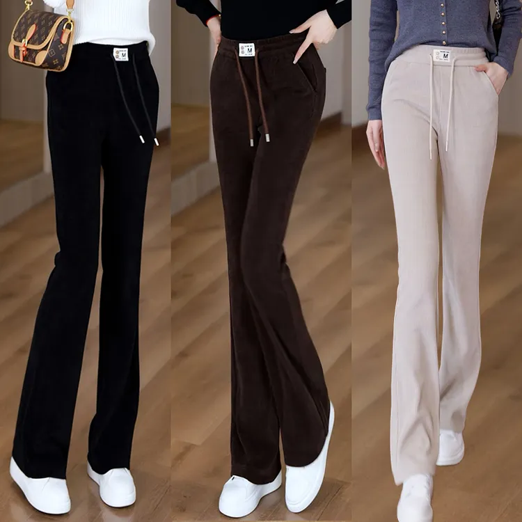 欧棉绒微喇裤女秋冬2025新款休闲运动瑜伽裤小个子高腰显瘦喇叭裤