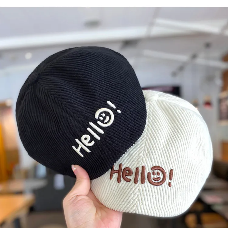 【小布丁】宝宝帽子秋冬韩版男童洋气灯芯绒贝雷帽女童儿童前进帽潮