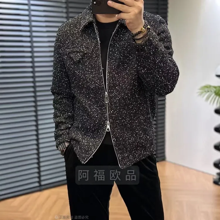【阿福欧品】男士顶奢B*V满天星羊毛定织外套