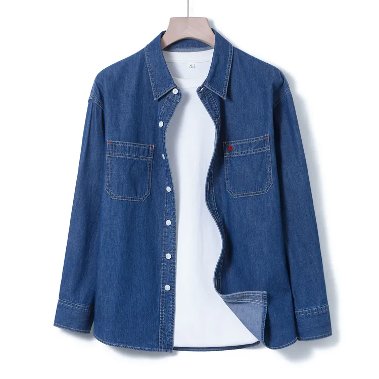 百搭纽扣长袖潮流休闲牛仔衬衫