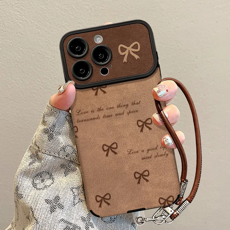 蝴蝶结英文适用苹果17华为vivo/oppo小米iPhone大视窗贴皮手机壳