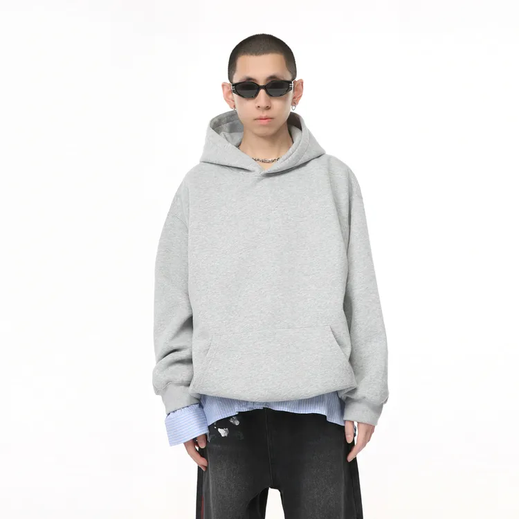 Voguo Relay秋冬款cleanfit灰色连帽男复古休闲短款宽松外套