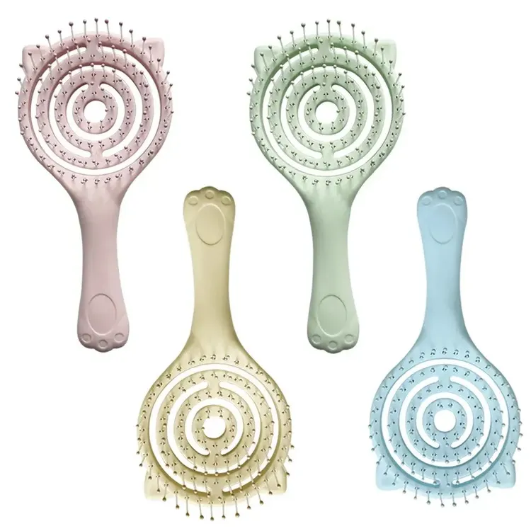 新款热销造型梳子猫咪镂空排骨梳糖果色儿童少女按摩梳子蓬松家用