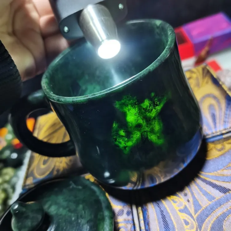 藏玉药王石养生容量380毫升精品玉石天然办公杯茶杯