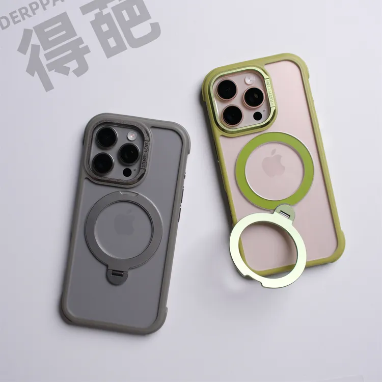 得葩四角防摔旋转支架苹果16promax磁吸手机壳iphone15软边防摔14