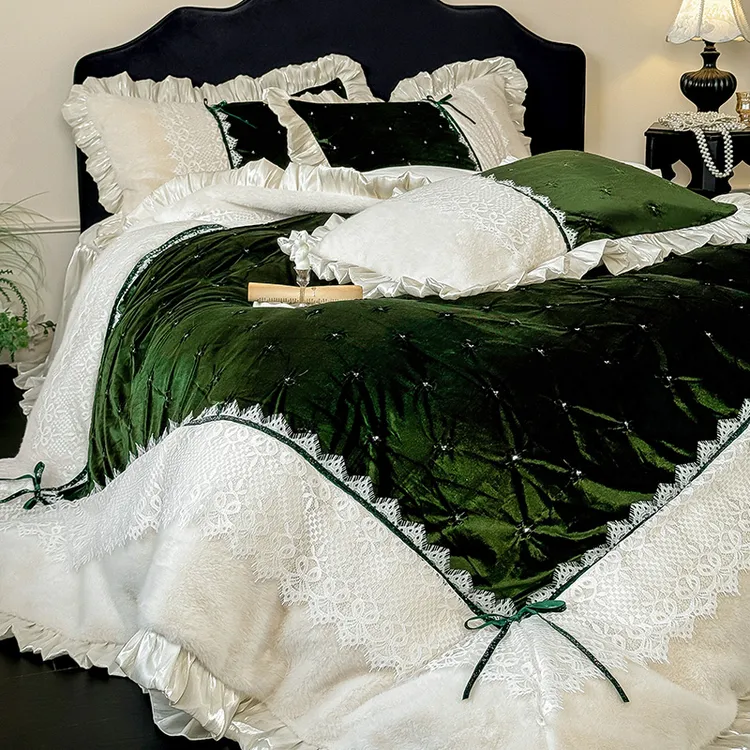 皇后娘娘法式奢华高克重牛奶绒四件套双面绒冬季加厚保暖床单被套