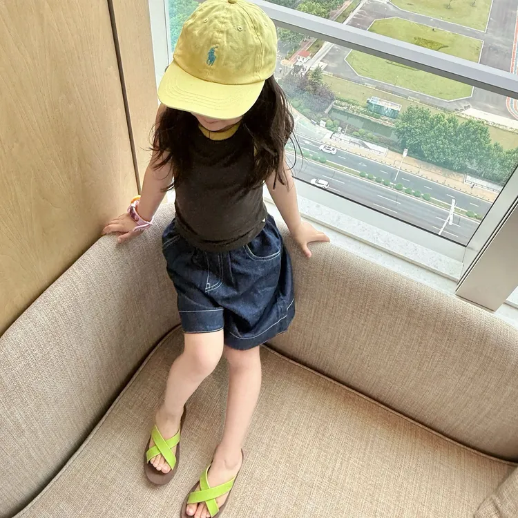 壹妈韩版童装女童夏装套装2025新款洋气休闲假两件背心牛仔阔腿裤