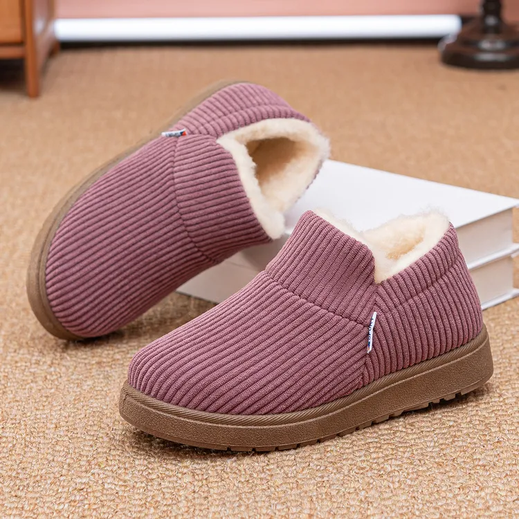 2025冬季新款舒适休闲女棉鞋平跟加厚保暖妈妈鞋中老年人加厚棉靴