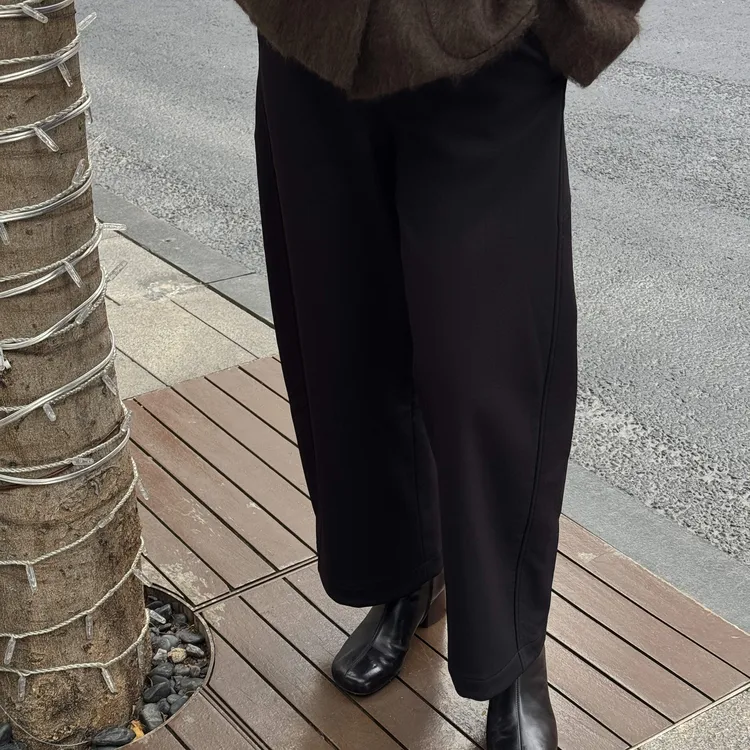 Ms.Qnn“都市JI简”加厚绒慵懒风设计感宽松显瘦休闲裤 52P1329 Q姐