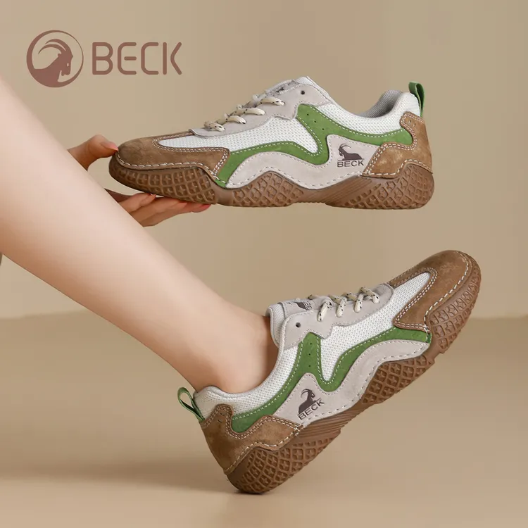 公羊厚底防滑运动鞋女2025春夏新款轻便透气越野跑步鞋复古德训鞋