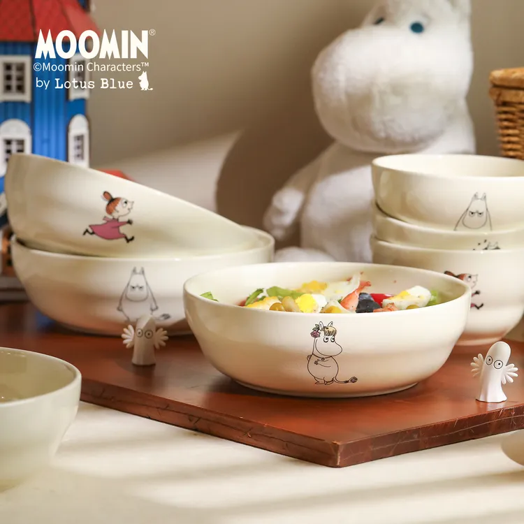 蓝莲花moomin姆明可爱陶瓷盘子菜盘家用2025新款特别好看儿童餐盘