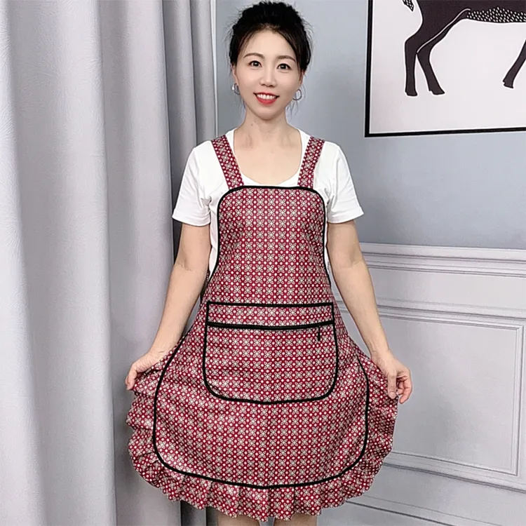 时尚软皮革围裙防水防油污厨房做饭餐饮上班专用免洗加肥工作围腰