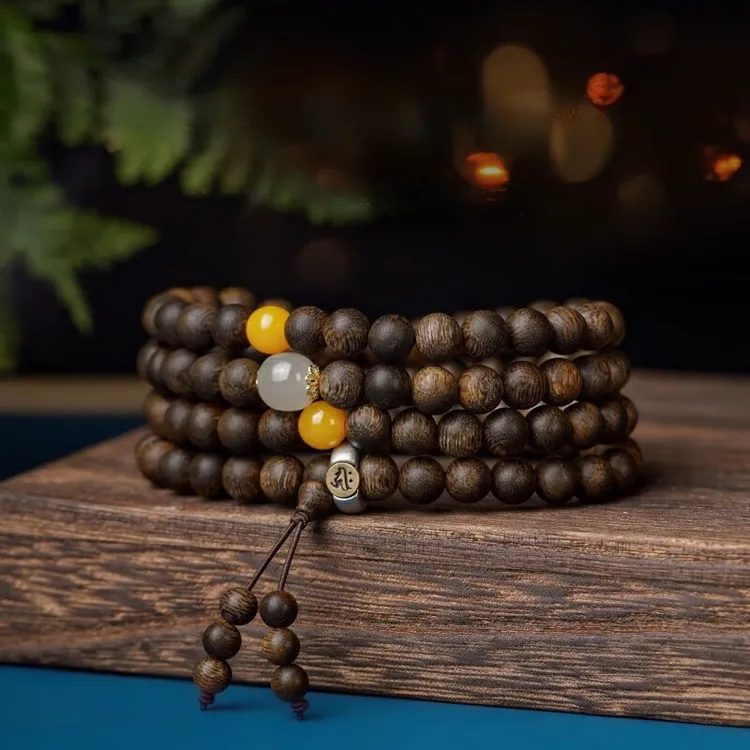 增香沉香木沉香木手串108颗盘玩木质手链男女款节日礼物