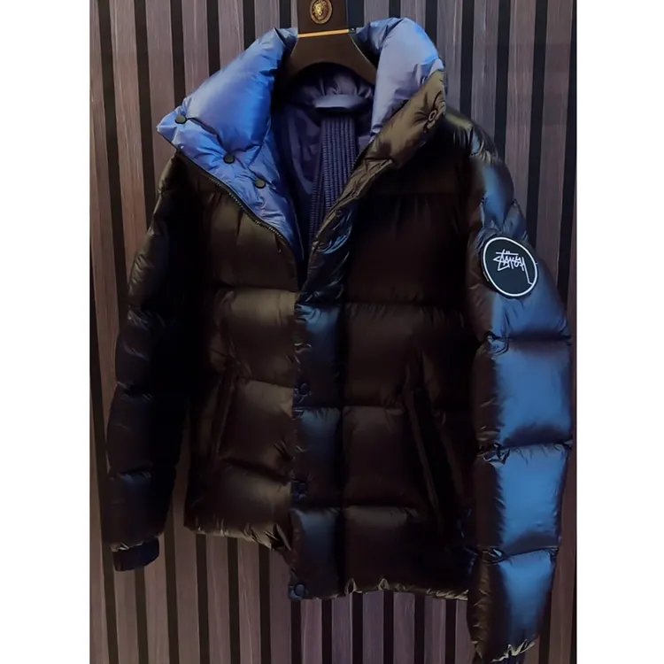【白鸭绒】冬季新款高端男羽绒服保暖立领休闲蓝胖子羽绒外套YR1112